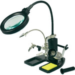 Soldering station, with magnifying glass and handles
